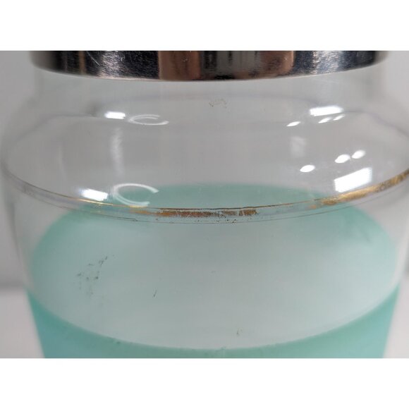 Large 1950s glass cocktail shaker Robins egg blue sides with chromed top - Picture 7 of 10